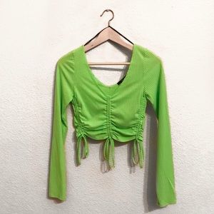Forever 21 Neon Green Long Sleeve Crop Top